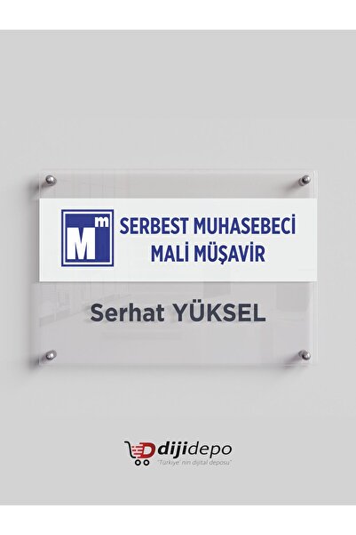 dijidepo Firmaya Özel Mali Müşavir Kapı Tabelası Şeffaf Pleksi UV Baskılı Muh...