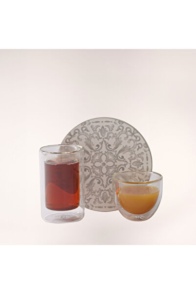 Dallaty white porcelain and glass Tea and coffee cups set 18 pcs