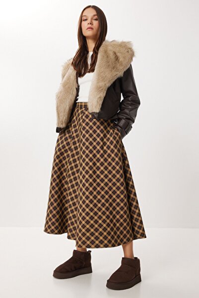 Hiccup ISTANBUL Long plaid skirt with pockets and zipper