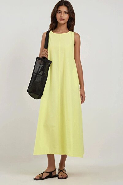 Hiccup Mixray Collection Rochie maxi în formă de A, fără mâneci, cu guler rotund