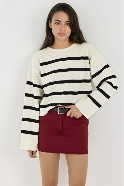 Hiccup Striped Relaxed Fit Cropped Sweater
