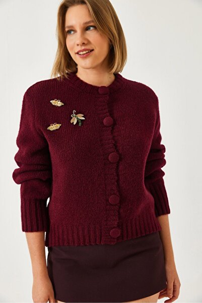 Hiccup Bianco Lucci knitted cardigan with brooch detail