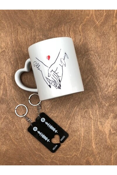Masalsı Concept Sevgiliye Hediye Elele Tutuşan Özel İsim Baskılı Kupa ve İsim...