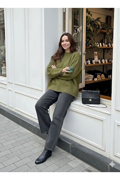Keywest Kadın Balıkçı Yaka Oversize Yeni Sezon Triko Kazak