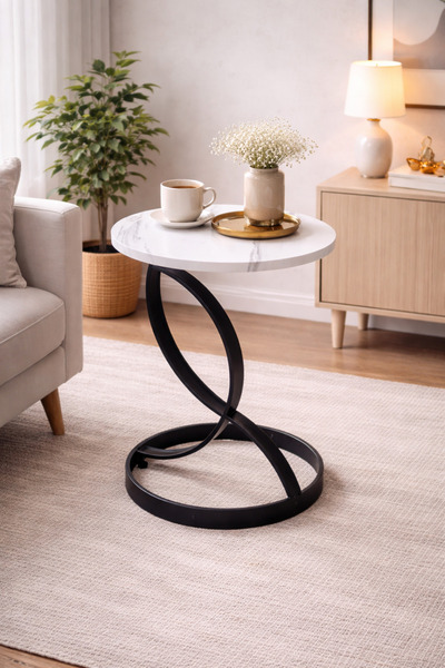 Golden Bark Modern round side table