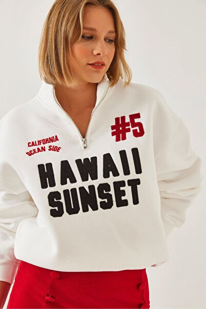 Hiccup Hanorac din fleece cu trei fire și fermoar Bianco Lucci