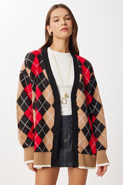 Hiccup ISTANBUL Oversized cardigan with pattern and V-neck