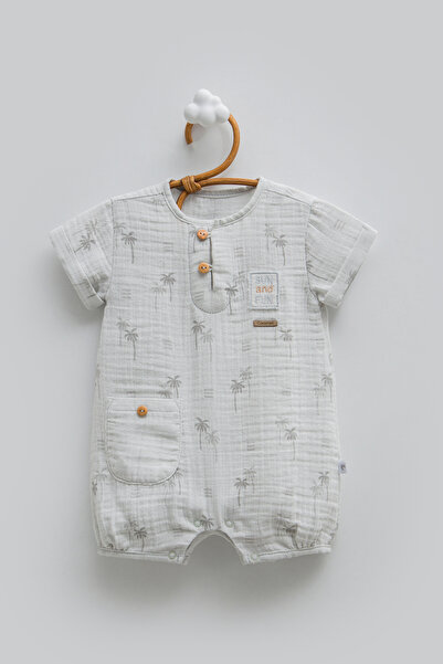 Caramell Front Buttoned Short Sleeve Baby Romper