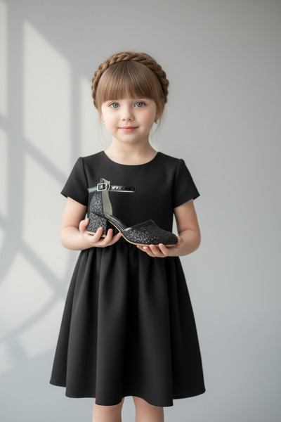 Adım Dünyası Girl's Glittery Heeled Shoes with Ankle Buckle for Evening Dress...