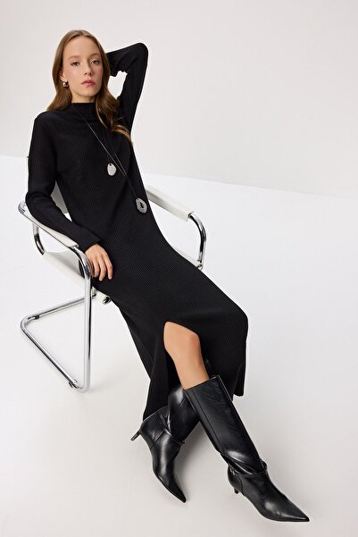 Hiccup ISTANBUL Textured Bodycon Knit Dress With Slit