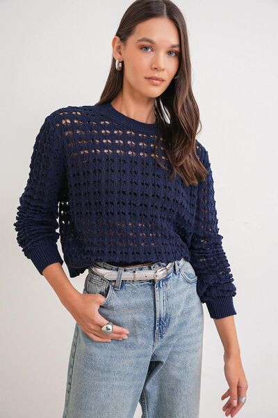 Hiccup Short, knitted, loose, round-neck sweater, MIXRAY