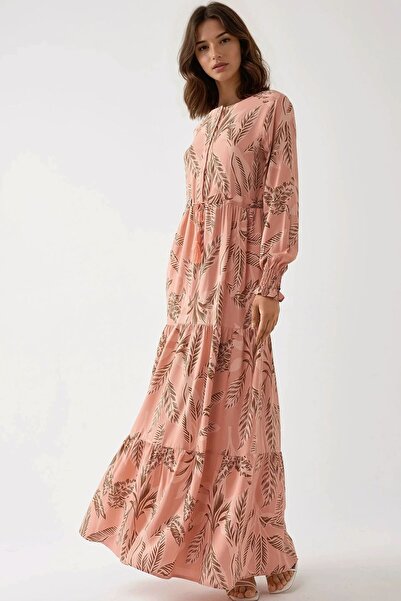 Hiccup Rochie maxi din viscoză cu mânecă lungă și imprimeu