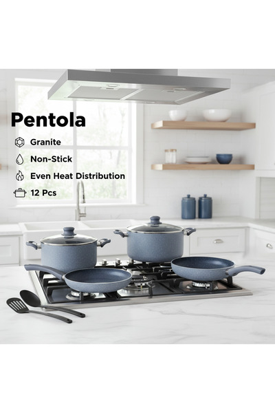 Pentola 12Pcs Granite Nonstick Cookware Set, Grey