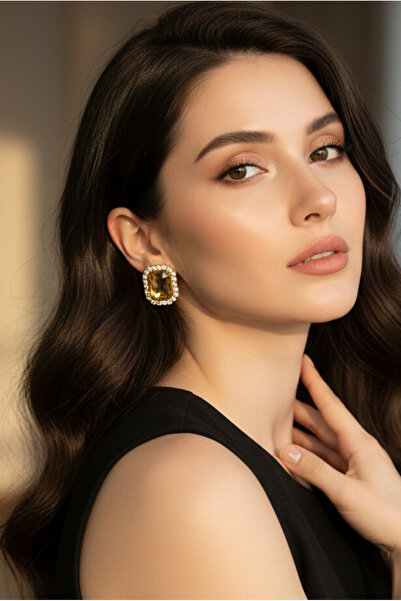 Happyline Honey Stone Earrings Honey Colored Earrings Gold Plated Choker Chai...