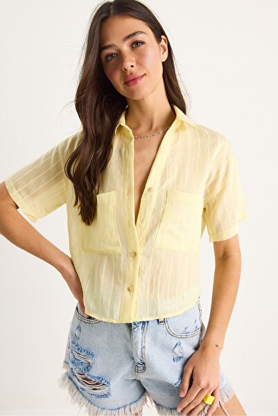 Hiccup Short viscose shirt with custom stripes and double pockets Bianco Lucci