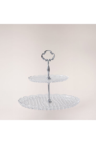 LA MESA two tier serving stand with silver handle 27.3*27.3*2.2 cm