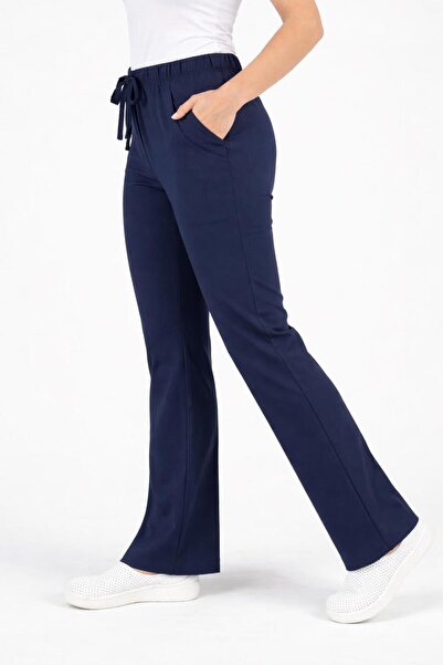 Dr. Mitra Lycra Navy Blue Spanish Style Single Bottom Trousers – Nurse Doctor...