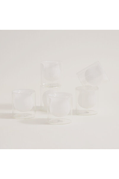 Dallaty 12 pcs double wall glass arabic coffee set, white