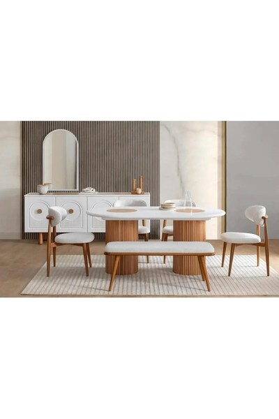 asaella mobilya Terra Açılır Ahşap Masa Yemek Odası Takımı, Mutfak Takımı | 6...