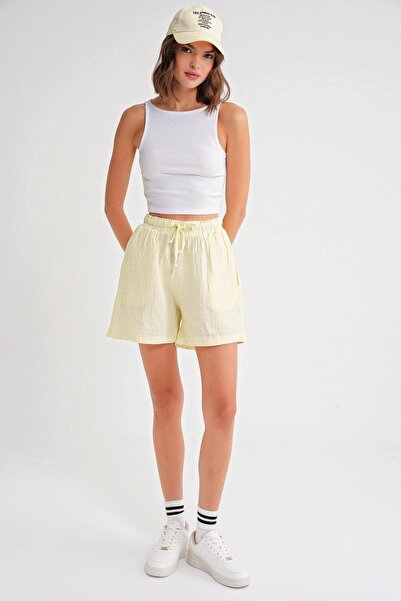 Hiccup Mixray high-waisted textured cotton shorts