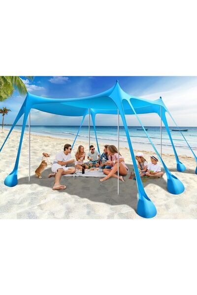 Dotail Cort de plajă Rhino Valley, 3x3x2.3m, protecție solară UPF50+, albastr...