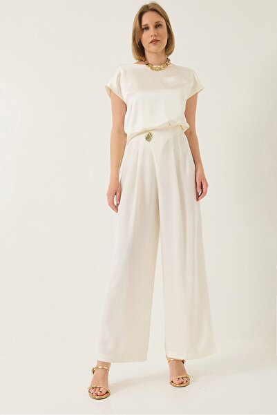 Hiccup Classic wide-leg trousers with high waist, pleated and hidden zipper, ...