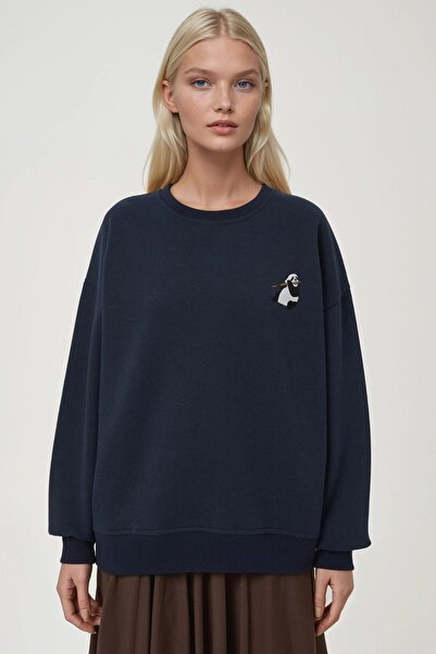 Hiccup Hanorac confortabil cu guler rotund, brodat cu model animal