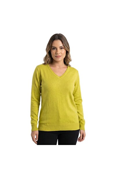 trender V-Neck Women's Sweater 502 Oil Green