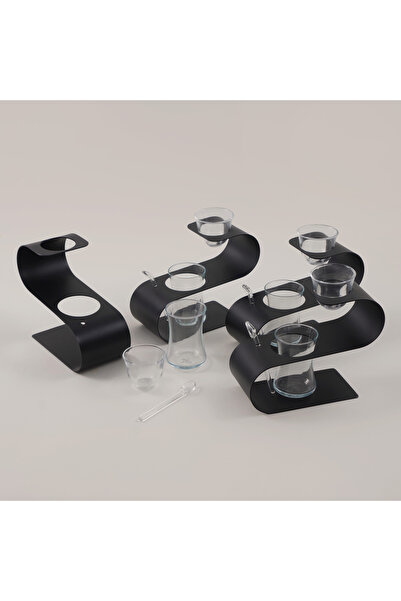 Dallaty glass coffee and tea cup set suitable for 6 people, black