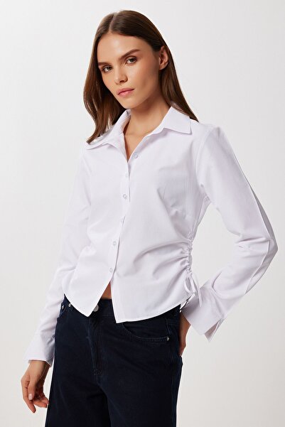 Hiccup ISTANBUL Fitted Poplin Shirt with Ruched Detail