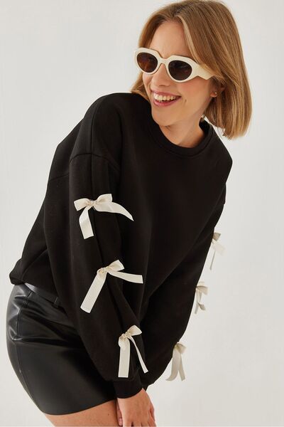 Hiccup Hanorac Bianco Lucci cu trei fire și mâneci cu fundă