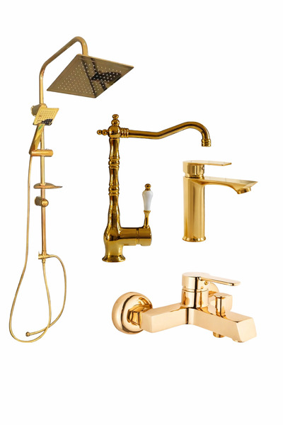 MUSLUQ AURUM LÜXSE 4’LÜ SET 4’LÜ RUSTİK BANYO\ROBOT DUŞ SETİ-EVİYE-LAVABO-BANYO