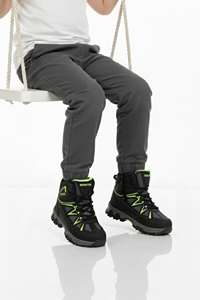 AYAKMOD Черно-сиви детски ботуши от полар с противоплъзгащо покритие, подходя...