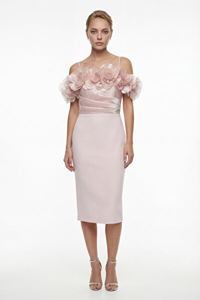 Lafaba Women's Powder Collar Rose Detailed Promise Engagement Wedding Evening...