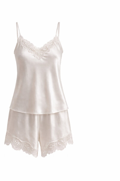 Eta Collection Dantel Detaylı Saten Şortlu Pijama / Gecelik Takımı