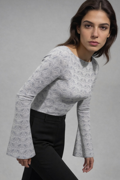 Şiir Tekstil Falena Spanish Sleeve Blouse, Cotton Blend Rayon Fabric