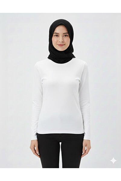 LADY HAZAL Black Crew Neck Slim Fit Cotton Basic Long Sleeve Blouse Oversized...