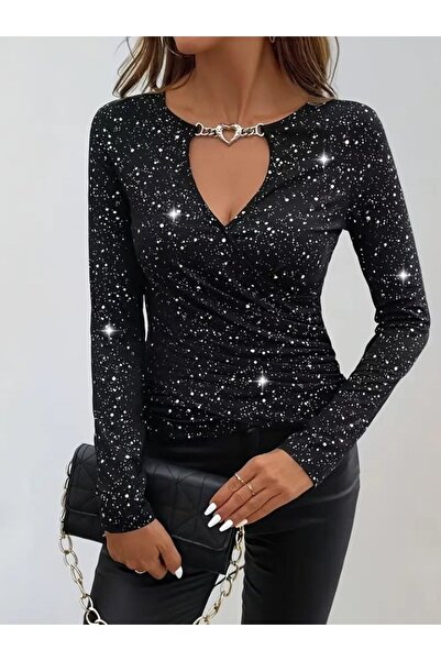 FRESCO SCARFS Women's Long Sleeve Double-Breasted Collared Diving Blouse with...