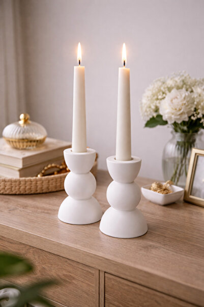 R ROZELLA Aura Blush İkili Şamdan Mumluk Seti (mumlar dahil değil)