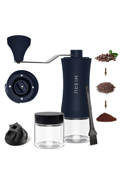 MIBRU Manual coffee grinder with a glass container for storing coffee beans,c...