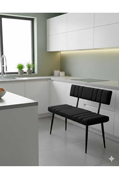 ÖZCAN METAL Siyah Metal Ayaklı Metal Kasalı Sırtlı Mutfak Salon Antre Yatak O...