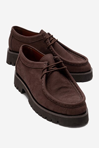 LuviShoes Talia Brown Nubuck Genuine Leather Lace-Up Women's Loafer Shoes