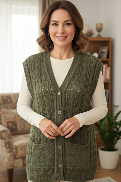 AYMELEK Women's Knitwear Winter Buttoned Mother's Vest