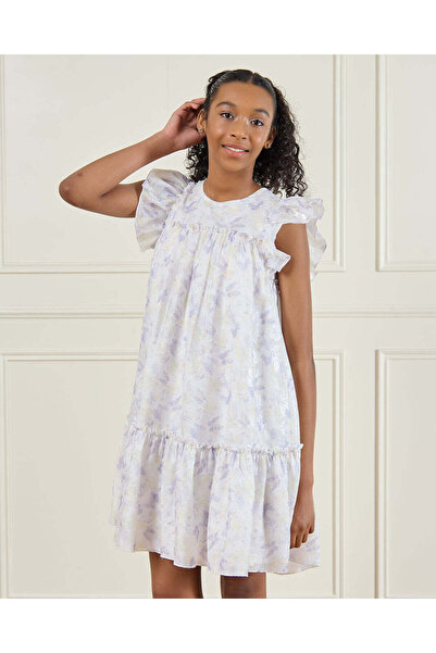 REDTAG Senior Girls Purple Butterfly Print Dress