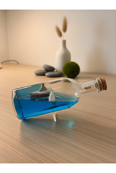 Dörtel Tedarik Şişe Şeklide Işıklı Batmayan Gemi Tasarımlı Biblo Hediyelik