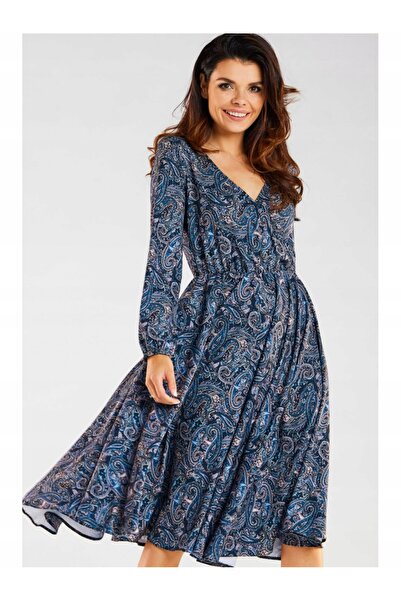 Awama Sukienka A466 - Navy pattern - M