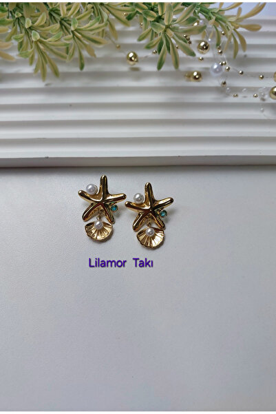 Lilamor Starfish Earrings with Pearl and Oyster Detail