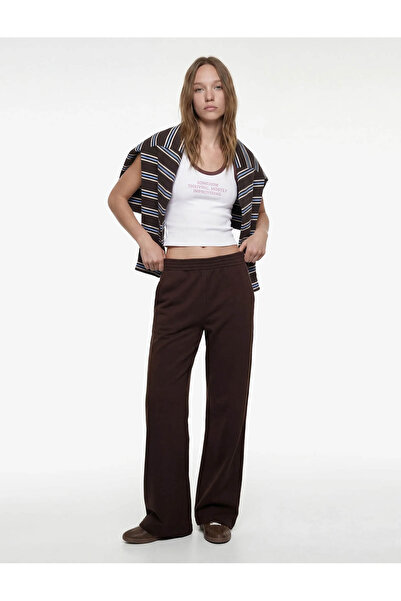 Koton Pantaloni de trening maro pentru femei Spanish Trotting 6SAL40037IK