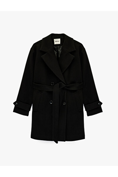 Koton Palton cu curea, cu nasturi, cu buzunare, cu mâneci lungi