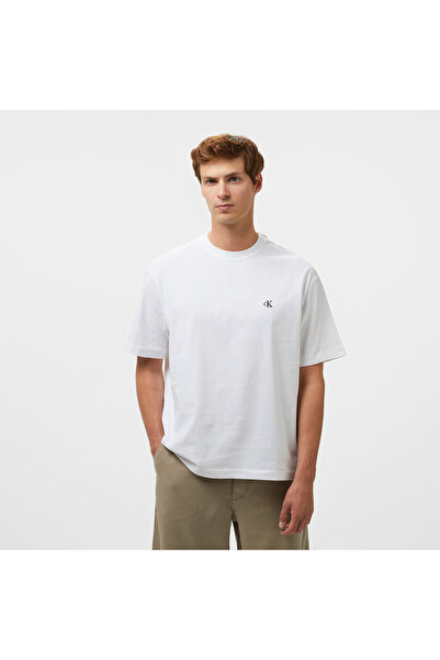 Calvin Klein Relaxed Archive Logo Crewnk Erkek Beyaz T-Shirt